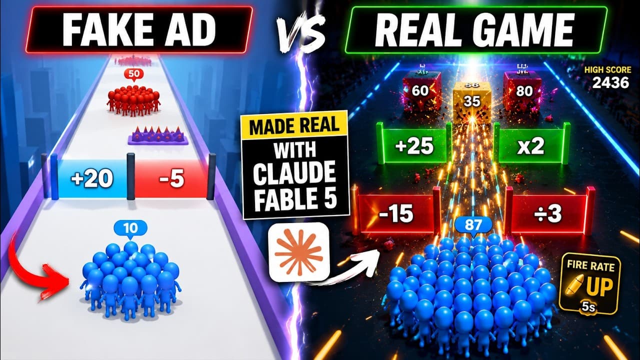 I Turned a Fake Mobile Game Ad Into a REAL Game Using Claude Fable 5